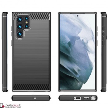 Carbon guminis dėklas - juodas (Samsung S23 Ultra)